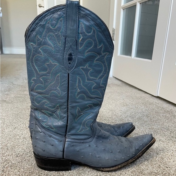 Villano Boots - Baby Blue 100% Leather Cowboy Boots - Men’s 8/ Women’s 9.5 - Picture 4 of 7